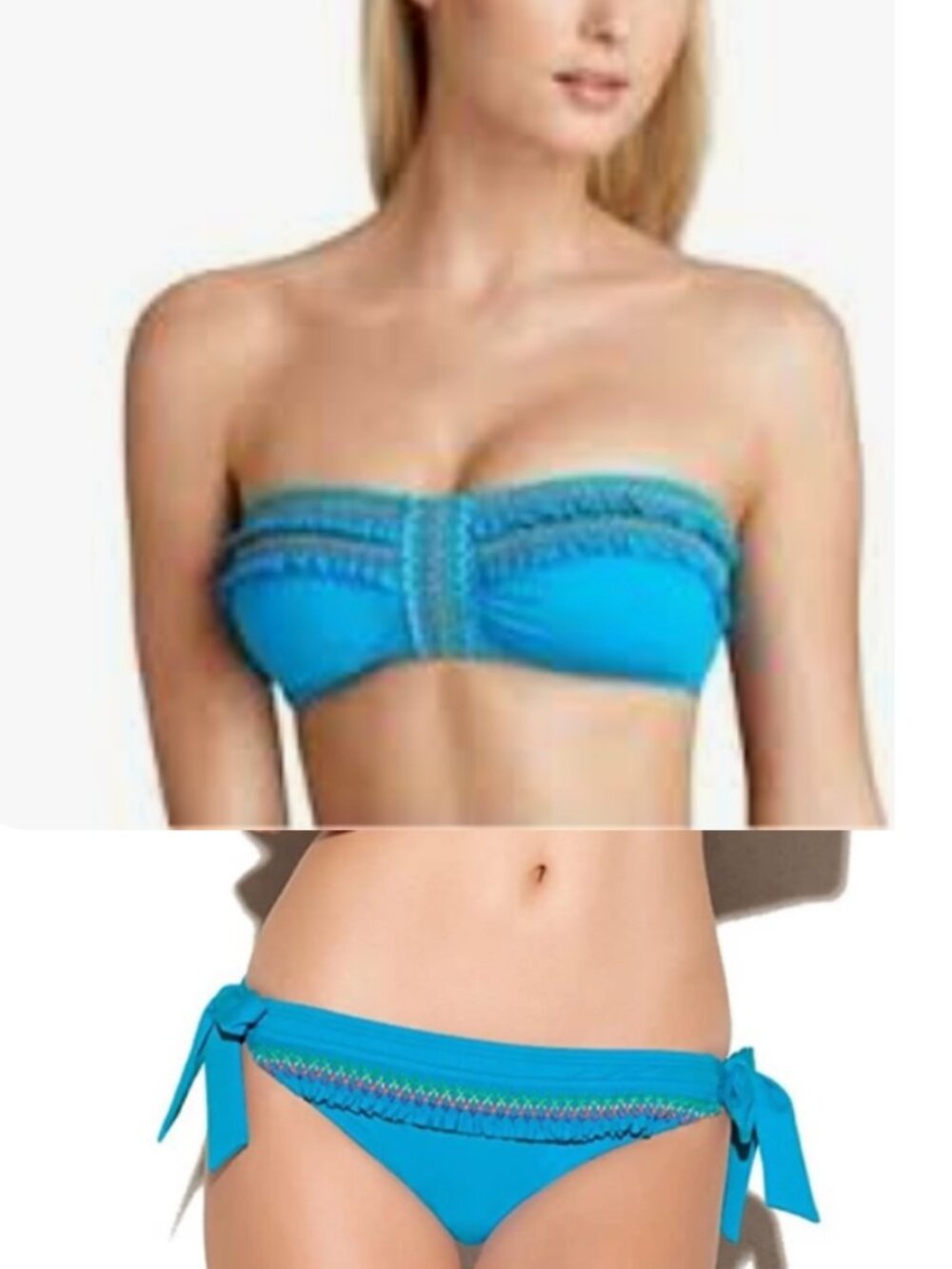 Colorful Lucky Brand "Fiesta" Bandeau Top and bottom Side Tab 2-Piece Bikini,